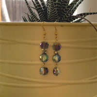 Earrings made of Aurora coin crystals with gold rondels
