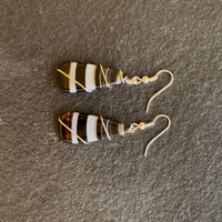 Black & White Banded Agate Teardrop Earrings