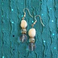 Blue Crystal Pearl Earrings