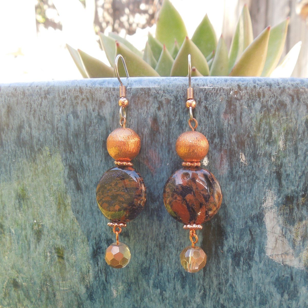 Copper Florentine Earrings – Jazi Junk
