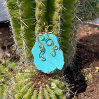 Pendant made of Turquoise Slab Nugget Pendant with Gold Wrap; 1.5" w x 2 1/8" long, Incl bail