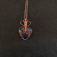 Pendant made of Lapis Lazuli Heart with Copper & Silver wrap; 1.25" w x 2" h, incl bail