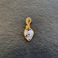 Kammererite Heart Pendant with god wire wrap; 3/4" w x 1 7/8" long, incl bail