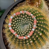 A bracelet made of Cherry Quartz rondels with silver crystals