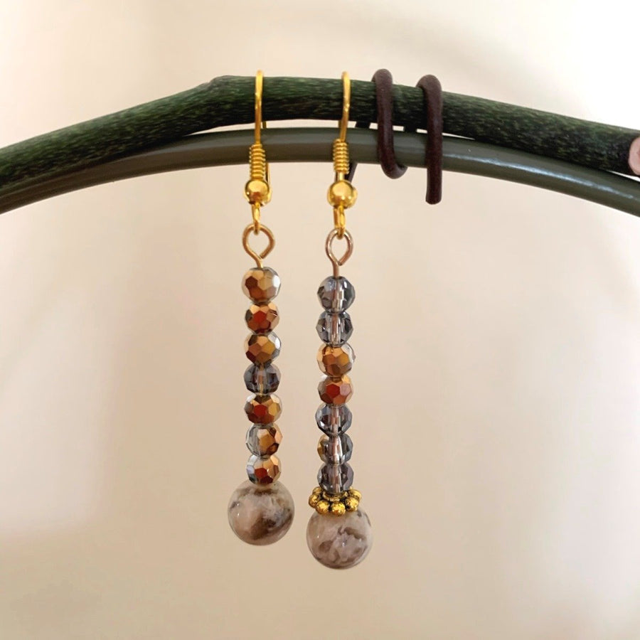 Earrings made of Jasper round with crystals