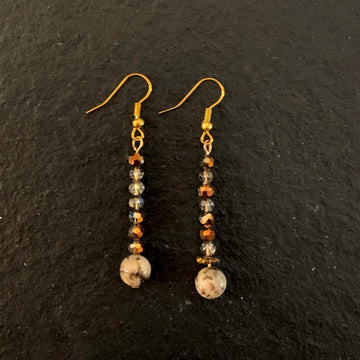 Earrings made of Jasper round with crystals