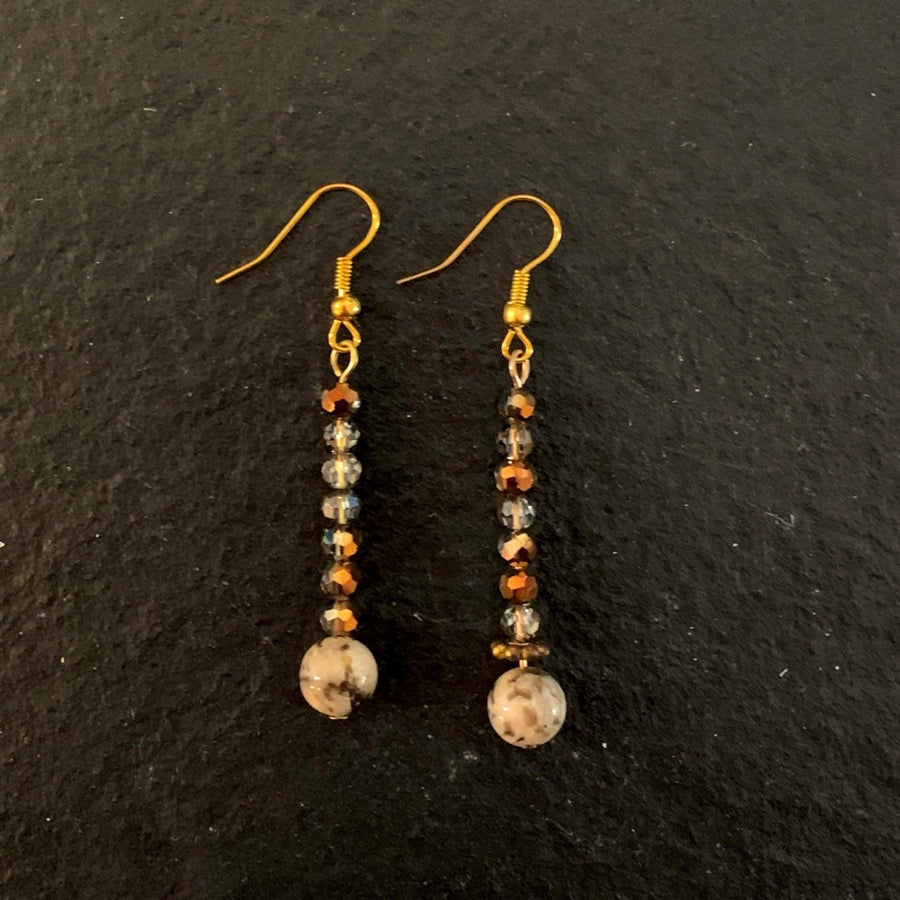 Earrings made of Jasper round with crystals