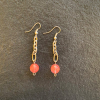 Earrings made of Cherry Quartz on chain