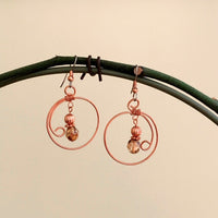 Earrings made of Copper round with copper cystals