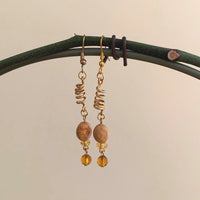 Earrings made of Gold dangle with Jasper & Citrine Drops