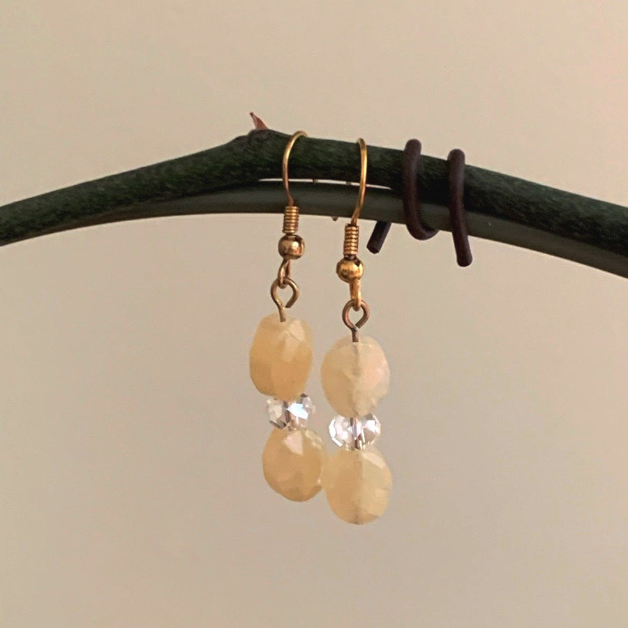 Earrings made of Pineapple Quartz with clear crystal rondels