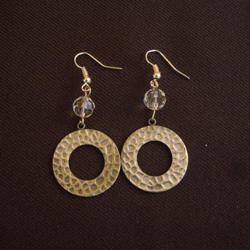 Earrings made of Clear Crystal with antique silver donut dangle
