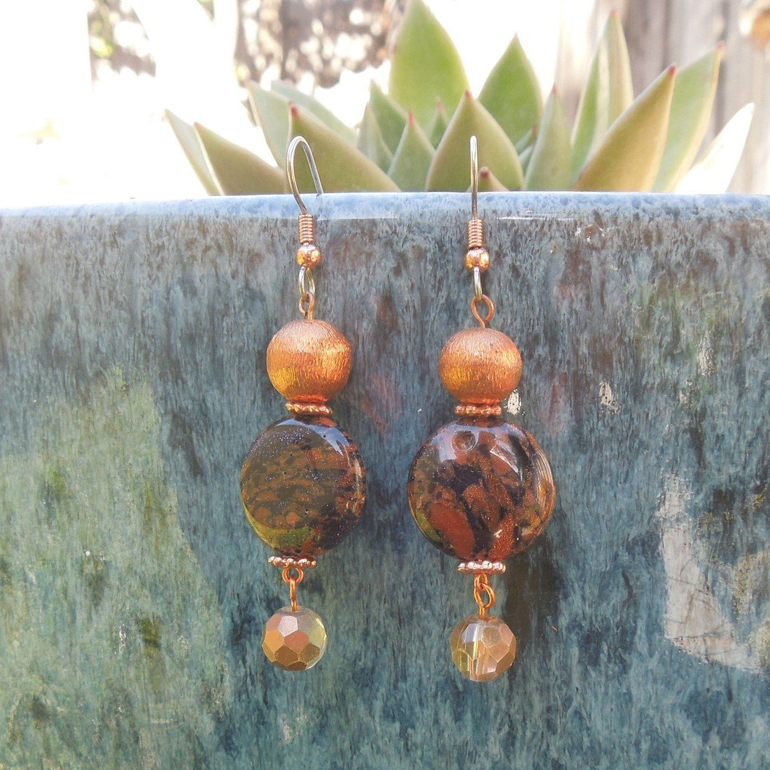 Copper Florentine Earrings