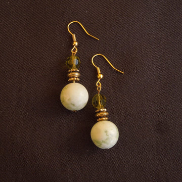 Earrings made of Round Green Harmony with green crystals
